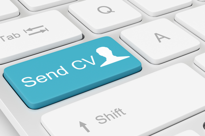 Laptop keyboard with 'send CV' button